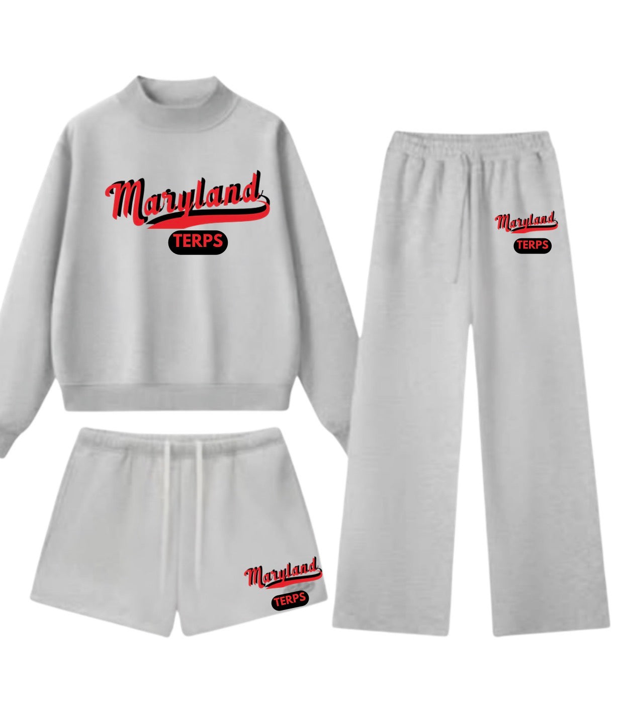 Mock Neck Sweatshirt Varsity 3pc Set